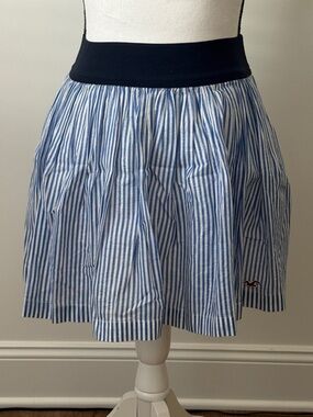 Hollister Blue & White Striped Skirt with Elastic Waistband, Size Small